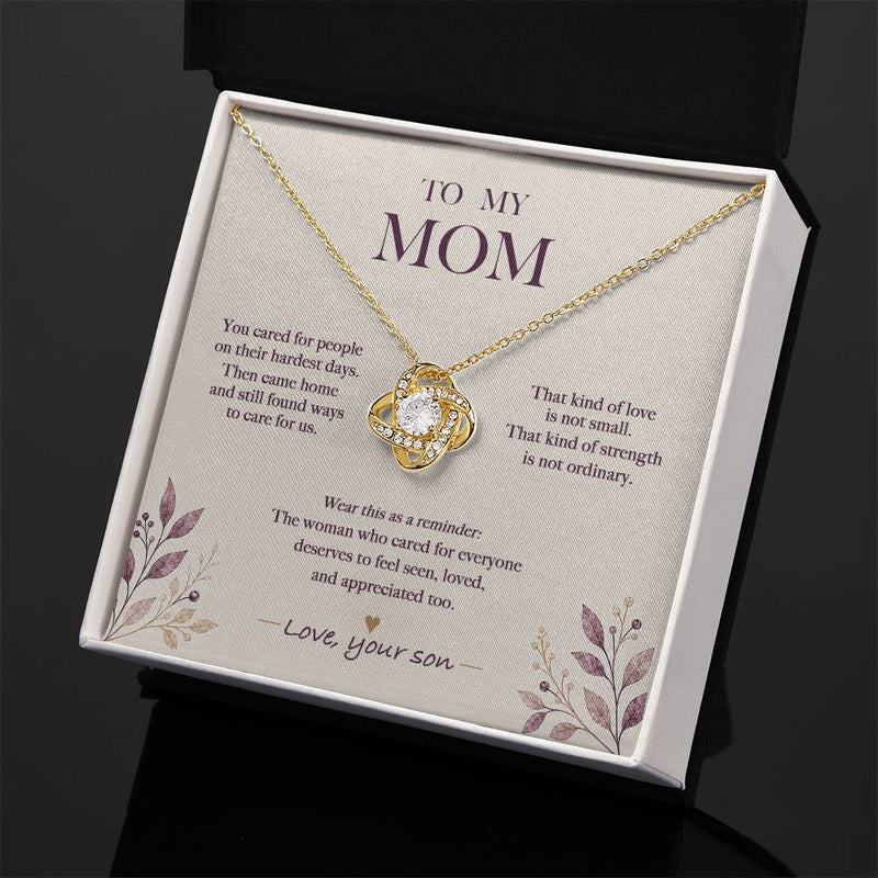 The Woman Who Cared for Everyone — Nurse Mom Necklace from Son