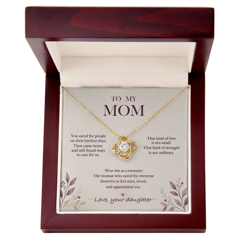 The Woman Who Cared for Everyone — Nurse Mom Necklace from Daughter