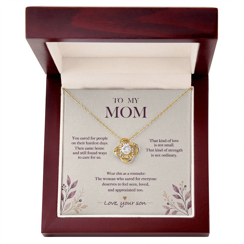 The Woman Who Cared for Everyone — Nurse Mom Necklace from Son