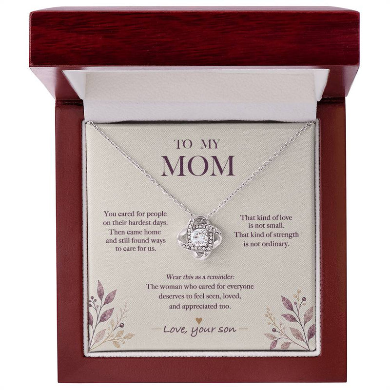 The Woman Who Cared for Everyone — Nurse Mom Necklace from Son